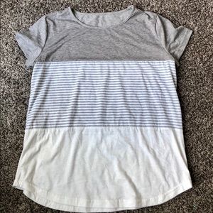 Light grey color block short sleeve shirt